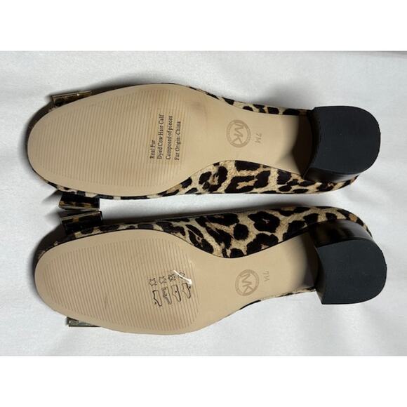 Michael Kors Leopard Print Calf Hair Pumps Bow Detail Chunky Heel Size 7M - Picture 11 of 12